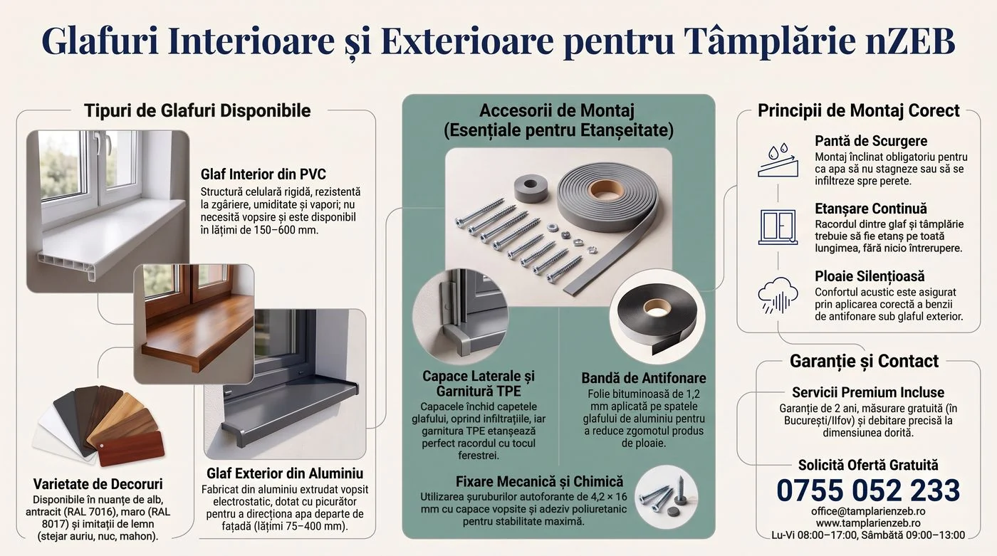 Infografic: glafuri interioare din PVC și exterioare din aluminiu pentru tâmplărie nZEB