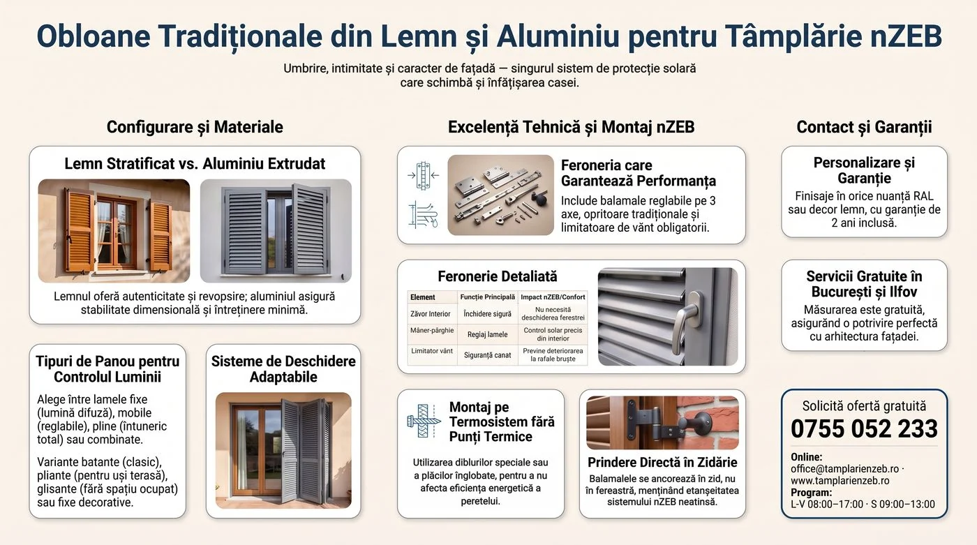 Infografic: obloane tradiționale din lemn și aluminiu pentru tâmplărie nZEB